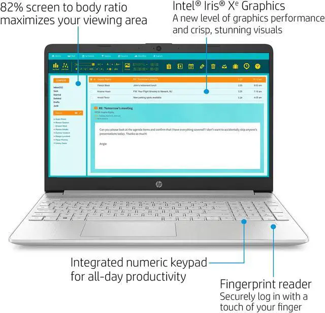 Alt view image 4 of 4 - HP 15.6" Laptop, Intel Core i5-1135G7, 2.4GHz Intel Iris Xe Graphics, 8GB Ram 512GB SSD, Windows 11, Natural Silver, 15-dy2152wm Notebook