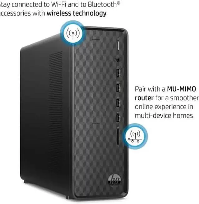 Alt view image 3 of 4 - HP Slim Desktop, Intel Celeron J4025, 4GB RAM, 256GB SSD, Dark Black, Windows 11 Home, S01-aF2003w
PC Computer
