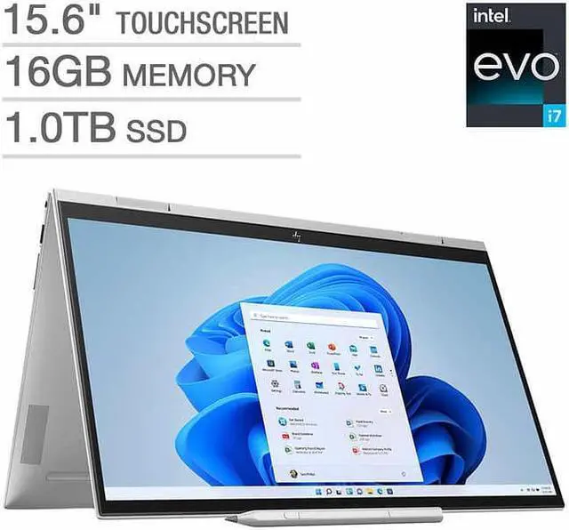 Main image of HP ENVY x360 15.6" Intel Evo Platform Touchscreen Laptop - 12th Gen Intel Core i7-1260P - 1080p - Windows 11 16GB RAM 1TB SSD Notebook 15-es2083cl