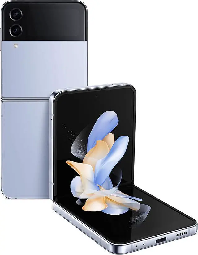 Main image of SAMSUNG Galaxy Z Flip 4 Cell Phone, Factory Unlocked Android Smartphone, 128GB, Flex Mode, Hands Free Camera, Compact, Foldable Design, Informative Cover Screen, US Version, Blue