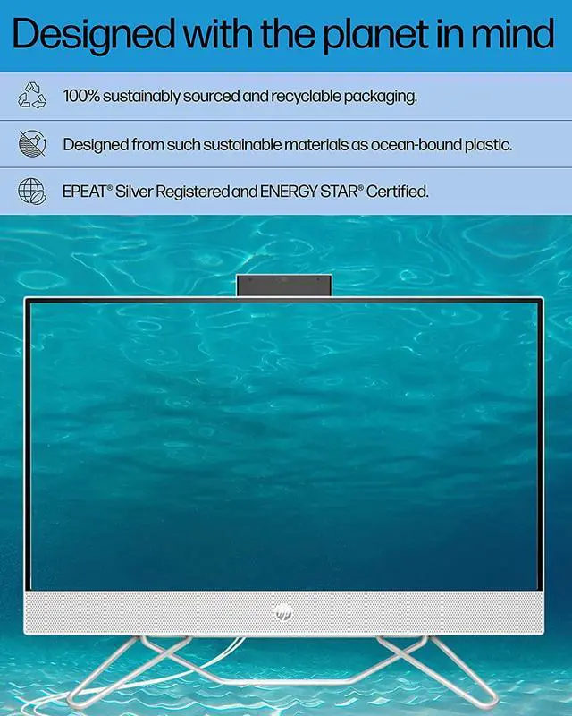 Alt view image 4 of 7 - HP All-in-One PC, 23.8" FHD Micro-Edge Touchscreen Display, AMD Ryzen 5 Processor, AMD Radeon Graphics, 12 GB RAM, 512 GB SSD, Windows 11 Home OS, Wi-Fi (24-cb1142, 2022)
Desktop Computer