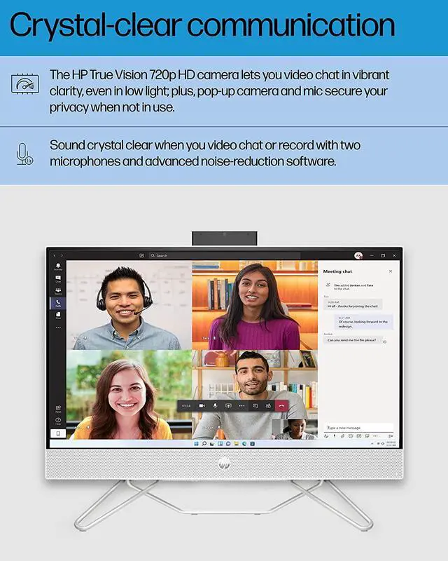 Alt view image 2 of 7 - HP All-in-One PC, 23.8" FHD Micro-Edge Touchscreen Display, AMD Ryzen 5 Processor, AMD Radeon Graphics, 12 GB RAM, 512 GB SSD, Windows 11 Home OS, Wi-Fi (24-cb1142, 2022)
Desktop Computer