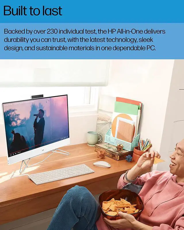 Alt view image 5 of 7 - HP All-in-One PC, 23.8" FHD Micro-Edge Touchscreen Display, AMD Ryzen 5 Processor, AMD Radeon Graphics, 12 GB RAM, 512 GB SSD, Windows 11 Home OS, Wi-Fi (24-cb1142, 2022)
Desktop Computer