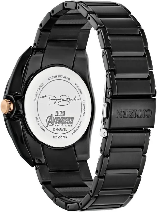 Alt view image 2 of 4 - Citizen Eco-Drive Marvel Quartz Men's Watch, Stainless Steel, Tony Stark, Black (Model: AW1017-58W)