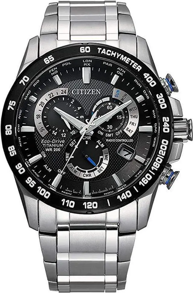 Main image of Citizen Men's Eco-Drive Sport Luxury PCAT Chronograph Watch Stainless Steel, Black Dial (Model: CB5908-57E)