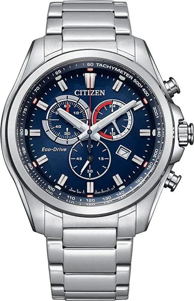 Main image of Citizen Men's Eco-Drive Weekender Chronograph Watch in Stainless Steel, Blue Dial (Model: AT2131-56L)