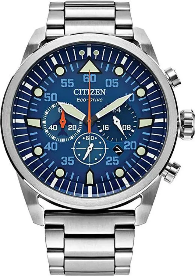 Main image of Citizen Men's Eco-Drive Weekender Avion Chronograph Field Watch in Stainless Steel, Blue Dial (Model: CA4211-72L)