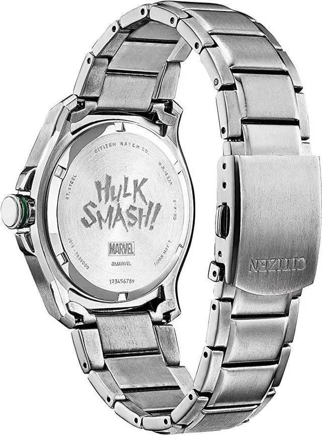 Alt view image 3 of 4 - Citizen Eco-Drive Marvel Quartz Mens Watch, Stainless Steel, Hulk Smash, Silver-Tone (Model: AW1351-56W)