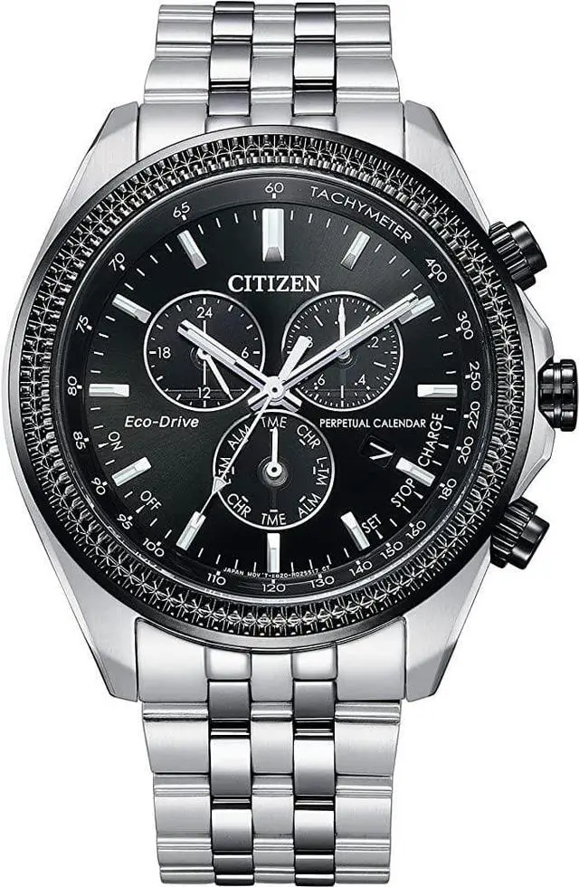 Main image of Citizen Men's Eco-Drive Classic Chronograph Watch in Stainless Steel with Perpetual Calendar, Black Dial (Model: BL5566-50E)