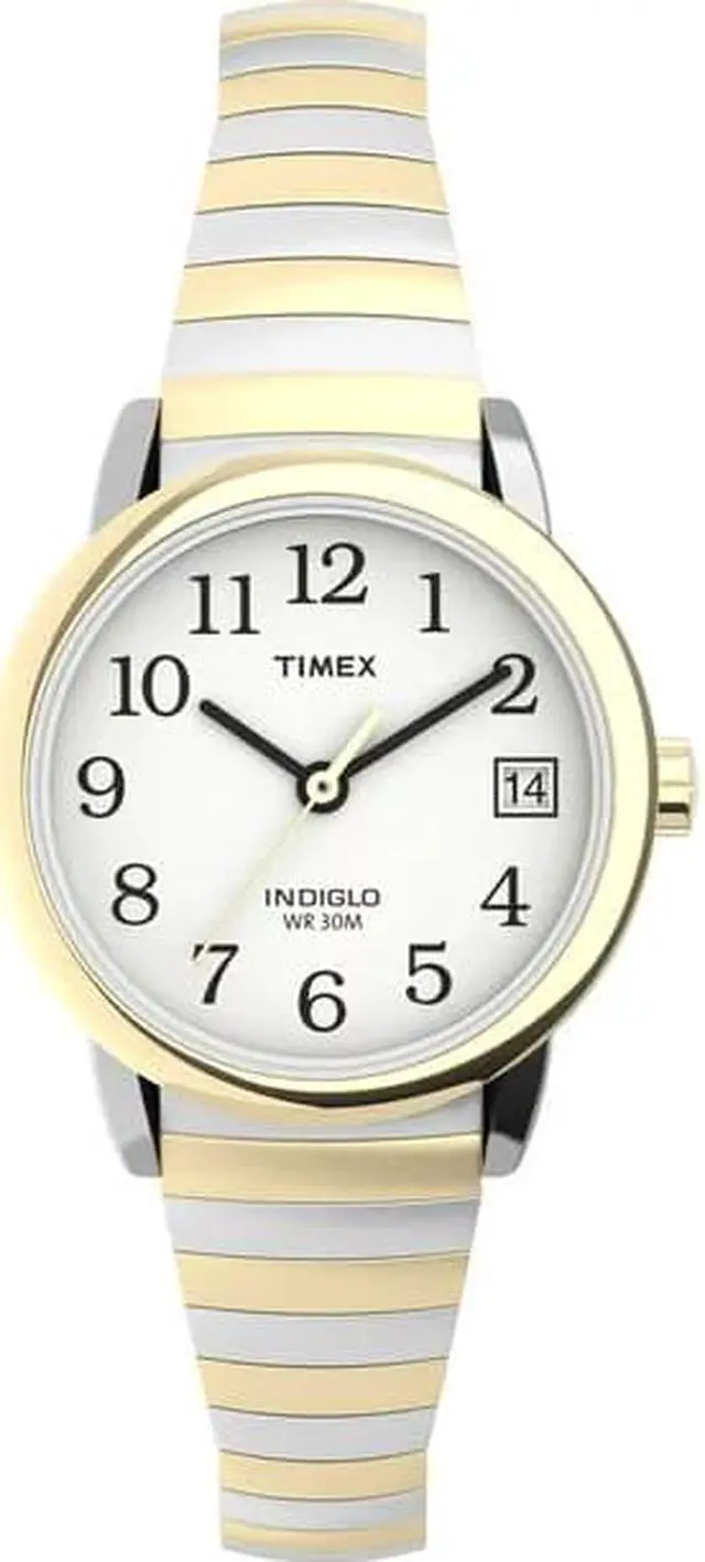 Main image of Timex Women's Easy Reader 25mm Watch  Two-Tone Case White Dial with Tapered Expansion Band