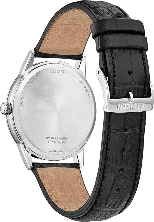 Alt view image 3 of 3 - Citizen Men's Eco-Drive Classic Watch with Leather Strap, 3-Hand Date