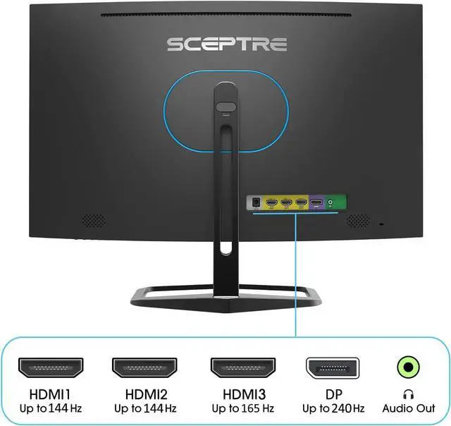 Alt view image 5 of 19 - Sceptre 27-inch Curved Gaming Monitor up to 240Hz DisplayPort HDMI 1ms 99% sRGB Build-in Speakers, R1500 Machine Black 2023 (C275B-FWT240)