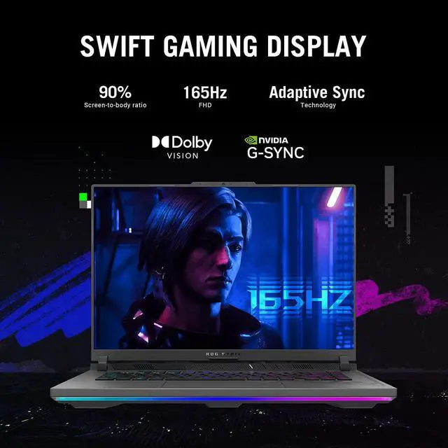 Alt view image 2 of 5 - ASUS ROG Strix G16 (2023) Gaming Laptop, 16 16:10 FHD 165Hz, GeForce RTX 4070, Intel Core i9-13980HX, 16GB DDR5, 1TB PCIe SSD, Wi-Fi 6E, Windows 11, G614JI-AS94