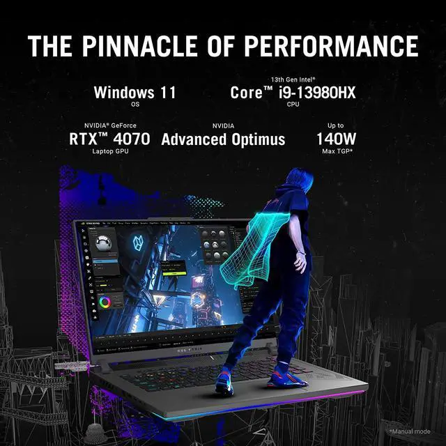 Alt view image 4 of 5 - ASUS ROG Strix G16 (2023) Gaming Laptop, 16 16:10 FHD 165Hz, GeForce RTX 4070, Intel Core i9-13980HX, 16GB DDR5, 1TB PCIe SSD, Wi-Fi 6E, Windows 11, G614JI-AS94
