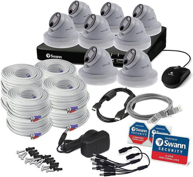 Main image of Swann - Enforcer 8-Channel, 8-Dome Camera, Indoor/Outdoor Wired 1080p 1TB DVR Security Camera System SODVK-846808DE-US