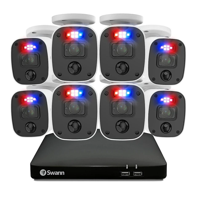Alt view image 2 of 9 - Swann - Enforcer 8 Channel, 8 Camera Indoor/Outdoor, Wired 1080p 1TB HD DVR Security System with 1-Way Audio over Coax