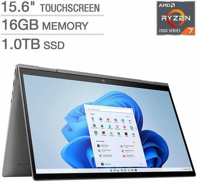 Main image of HP ENVY x360 15.6" Touchscreen 2-in-1 Laptop - AMD Ryzen 7 7730U - 1080p - Windows 11 15-ey1045cl Tablet 16GB RAM 1TB SSD