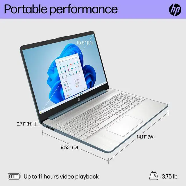 Alt view image 4 of 6 - HP 15.6" Laptop, Intel Core i3-1115G4, 8GB RAM, 256GB SSD, Spruce Blue, Windows 11 Home in S mode, 15-dy2792wm PC Computer