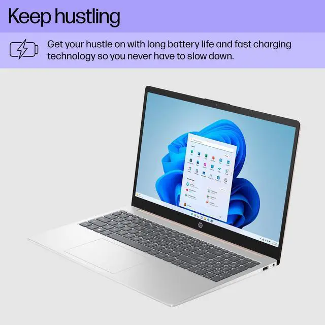Alt view image 3 of 3 - HP 15.6" FHD Laptop, AMD Ryzen 5 7520U, 8GB RAM, 256GB SSD, Pale Rose Gold, Windows 11 Home, 15-fc0039wm Notebook PC
