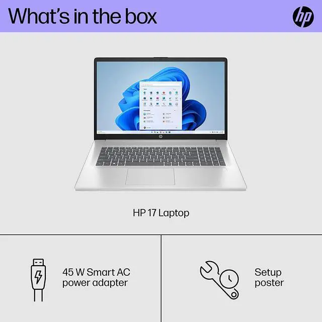Alt view image 2 of 4 - HP 17 inch Laptop, HD+ Display, 12th Gen Intel Core i5, 8 GB RAM, 512 gb SSD, Intel Iris Xe Graphics, Windows 11 Home, 17-cn2099nr (2023)
Notebook PC