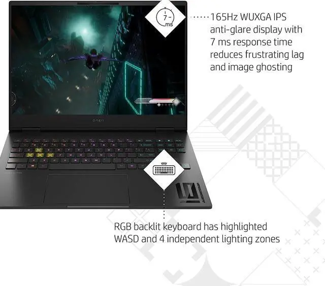 Alt view image 2 of 15 - HP OMEN Transcend 16.1" Gaming Laptop PC, NVIDIA GeForce RTX 4060, Intel i7-13700HX, Refined 1080p IPS, HD Webcam (16-u0010nr).,Black