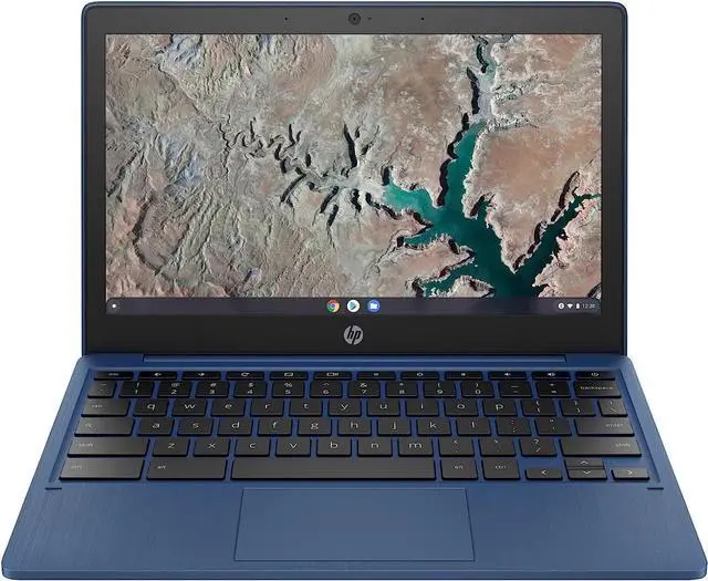Alt view image 2 of 4 - HP Chromebook 11 Laptop, MediaTek MT8183, 4 GB RAM, 64 GB eMMC, 11.6" HD Anti-Glare Screen, Chrome OS, Long Battery Life, USB-C Port, Custom-Tuned Speakers, Small Size(11a-na0090nr, 2022, Indigo Blue)
