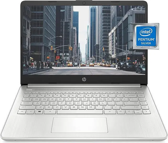 Main image of HP 14 inch Laptop, Intel Pentium Silver N5030 Processor, Intel UHD Graphics, 128 GB SSD, Windows 11 in S Mode (14-dq0090nr)