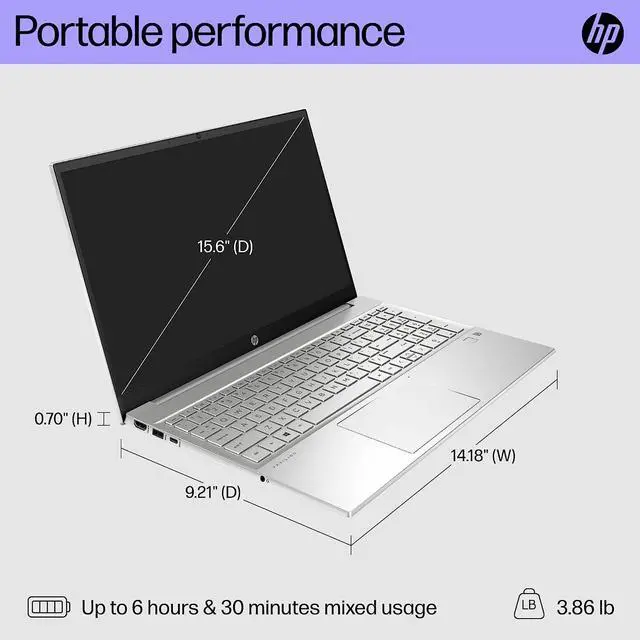 Alt view image 4 of 5 - HP Pavilion 15 inch Laptop, FHD Touchscreen, 13th Generation Intel Core i5-1335U, 8 GB RAM, 512 GB SSD, Intel Iris Xe Graphics, Windows 11 Home, 15-eg3010nr (2023)