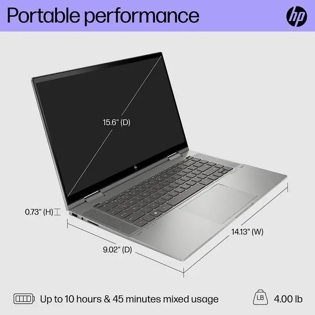 Alt view image 3 of 4 - HP ENVY x360 15 inch Laptop, FHD Touch Display, Intel Evo powered by 13th Gen Intel Core i7-1355U, 8 GB RAM, 512 GB SSD, Intel Iris Xe Graphics, Windows 11 Home, 15-ew1010nr (2023)