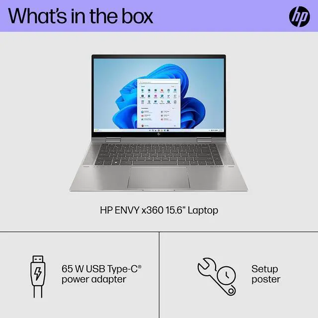 Alt view image 2 of 4 - HP ENVY x360 15 inch Laptop, FHD Touch Display, Intel Evo powered by 13th Gen Intel Core i7-1355U, 8 GB RAM, 512 GB SSD, Intel Iris Xe Graphics, Windows 11 Home, 15-ew1010nr (2023)