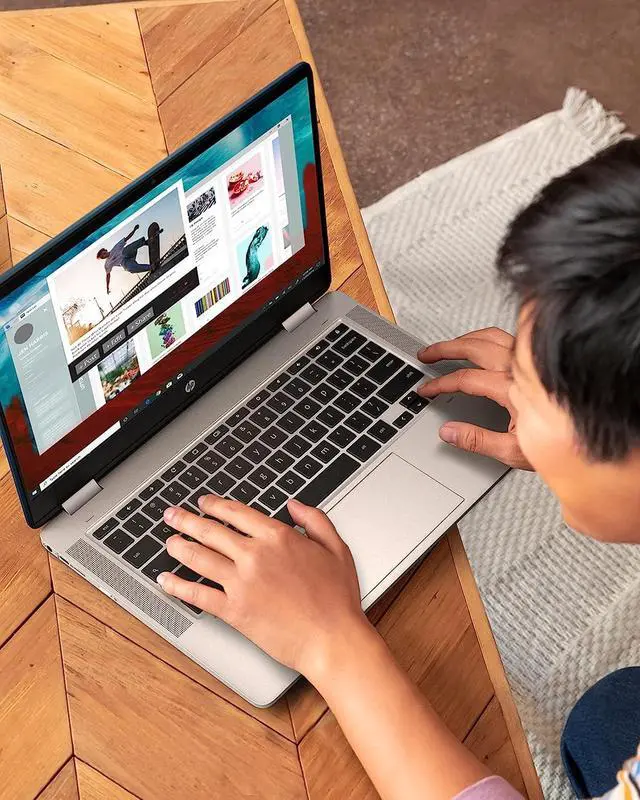 Alt view image 4 of 8 - HP Chromebook 360 14a 2-in-1 Laptop, Intel Celeron Processor, 4 GB RAM, 32 GB eMMC, 14 HD (1366 x 768) Chrome OS, Webcam & Dual Mics, Work & Play with Long Battery Life (14a-ca0060nr, 2021)