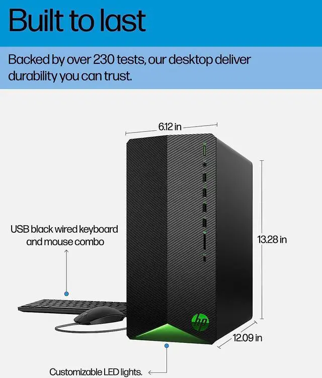 Alt view image 4 of 7 - HP Pavilion Gaming Desktop, AMD Ryzen 7 5700G Processor, NVIDIA GeForce RTX 2060 graphic, 16 GB RAM, 1 TB SSD, Windows 11 Pro (TG01-2460, shadow black) TG01-2460 PC Computer