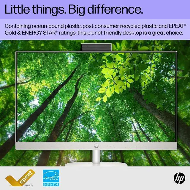Alt view image 4 of 8 - HP 27 inch All-in-One Desktop PC, FHD Display, AMD Ryzen 5 7520U, 8 GB RAM, 512 GB SSD, AMD Radeon Graphics, Windows 11 Home, 27-cr0060 (2023) Computer