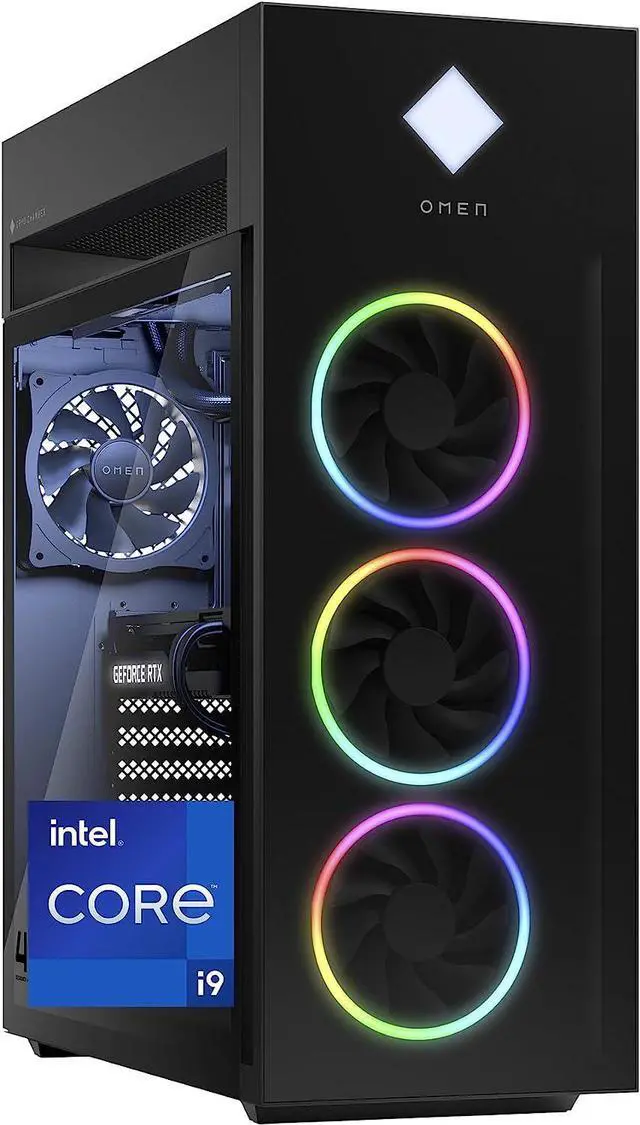Main image of HP OMEN 45L Gaming Desktop, 13th Generation Intel Core i9-13900KF, 16 GB RAM, 1 TB Solid State Drive, NVIDIA GeForce RTX 4070 Ti Graphics, Windows 11 Home, GT22-1082 (2023) PC Computer
