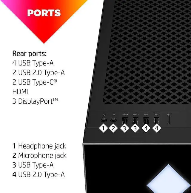 Alt view image 4 of 4 - HP OMEN 45L Gaming Desktop, 13th Generation Intel Core i9-13900KF, 16 GB RAM, 1 TB Solid State Drive, NVIDIA GeForce RTX 4070 Ti Graphics, Windows 11 Home, GT22-1082 (2023) PC Computer