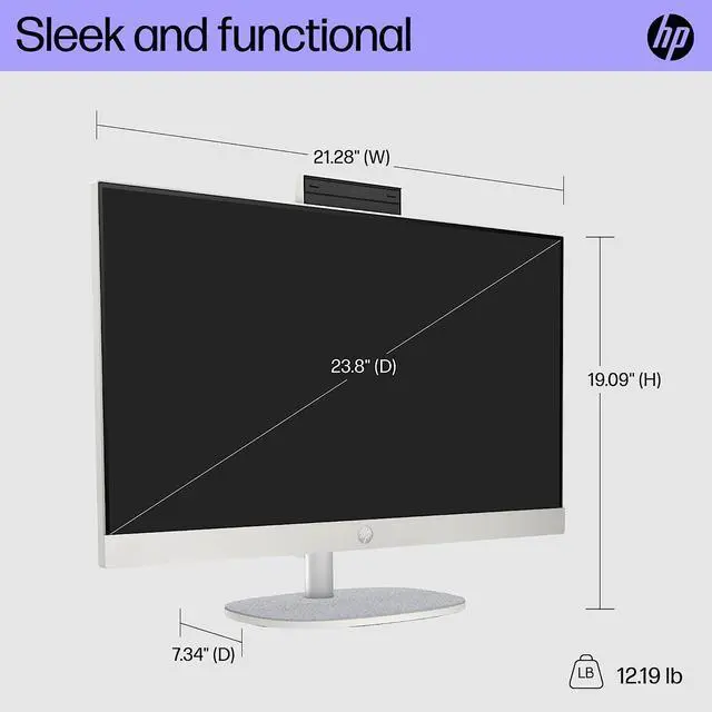 Alt view image 2 of 2 - HP 23.8 inch All-in-One Desktop PC, FHD Display, AMD Athlon Gold 7220U, 8 GB RAM, 256 GB SSD, AMD Radeon Graphics, Windows 11 Home, 24-cr0020 (2023)