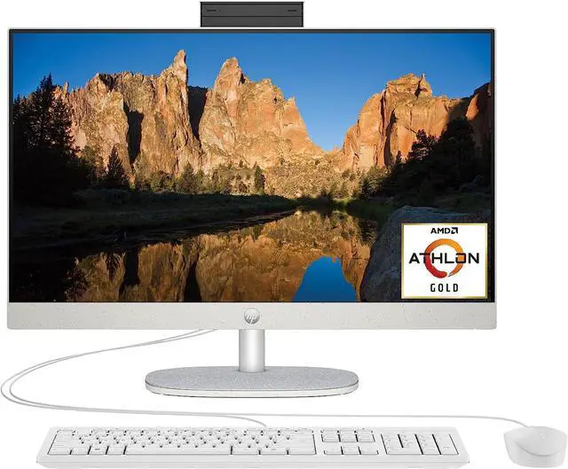 Main image of HP 23.8 inch All-in-One Desktop PC, FHD Display, AMD Athlon Gold 7220U, 8 GB RAM, 256 GB SSD, AMD Radeon Graphics, Windows 11 Home, 24-cr0020 (2023)