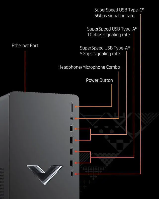 Alt view image 2 of 3 - HP Victus 15L Gaming Desktop - 12th Gen Intel Core i5-12400F, 2.50 GHz - 8 GB SDRAM, 512 GB M.2 SSD - NVIDIA GeForce RTX 3050 - Windows 11 Home, Wi-Fi 6 & Bluetooth, 9 USB Ports (TG02-0021, 2022)