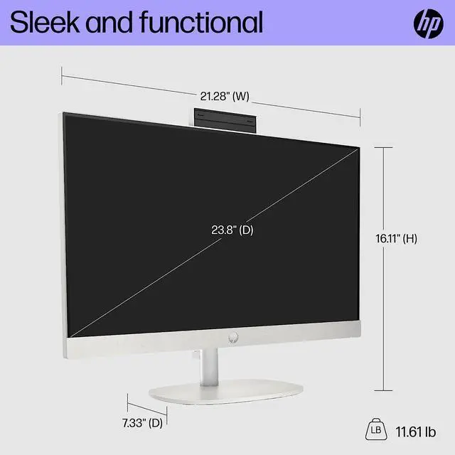 Alt view image 2 of 13 - HP 23.8 inch All-in-One Desktop PC, FHD Display, AMD Athlon Silver 7120U, 8 GB RAM, 256 GB SSD, AMD Radeon Graphics, Windows 11 Home, 24-cr0010 (2023)