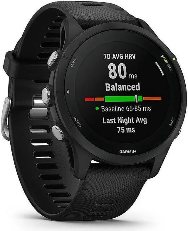 Alt view image 2 of 6 - Garmin - Forerunner 255 Music GPS Smartwatch 46 mm Fiber-reinforced polymer - Black 010-02641-20