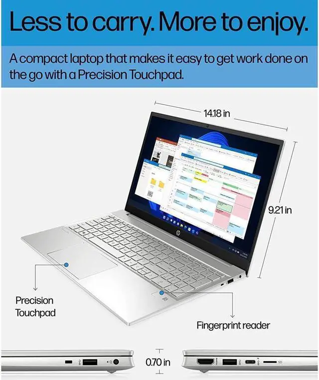 Alt view image 3 of 3 - HP Pavilion 15 Laptop, 12th Generation Intel Core i7-1255U Processor, 16 GB RAM, 512 GB SSD, 15.6" Full HD Display, Windows 11 Pro, Fingerprint Reader, Wi-Fi & Bluetooth, HD Webcam (15-eg2025nr 2022)