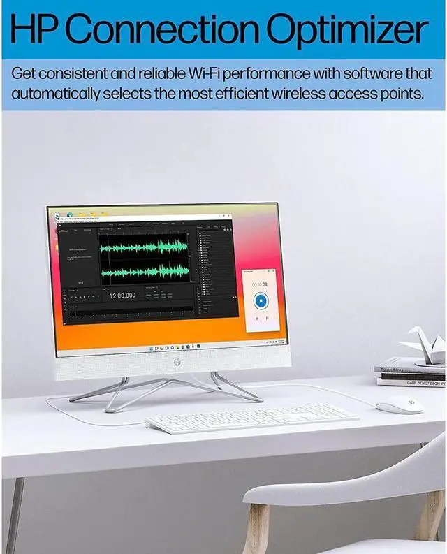 Alt view image 5 of 7 - HP All-in-One PC Desk Computer, 21.5" Full HD Micro-Edge Display, AMD Ryzen 3 Processor, AMD Radeon Graphics, 8 GB SDRAM, 256 GB SSD, Windows11 Home OS, MU-MIMO, Bluetooth, and Wi-Fi (22-dd0032, 2022)