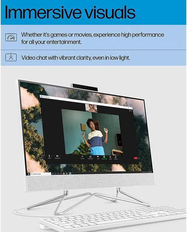 Alt view image 3 of 7 - HP All-in-One PC Desk Computer, 21.5" Full HD Micro-Edge Display, AMD Ryzen 3 Processor, AMD Radeon Graphics, 8 GB SDRAM, 256 GB SSD, Windows11 Home OS, MU-MIMO, Bluetooth, and Wi-Fi (22-dd0032, 2022)