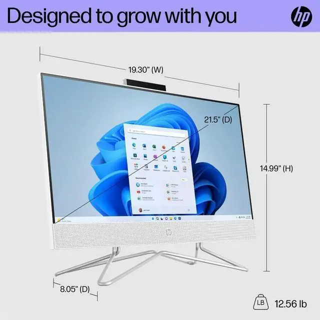 Alt view image 2 of 4 - HP 21.5" All-in-One PC, Intel Pentium Silver J5040, 8GB SDRAM, 128GB SSD, Snow White, Windows 11 Home in S mode, 22-dd0143w Desktop Computer