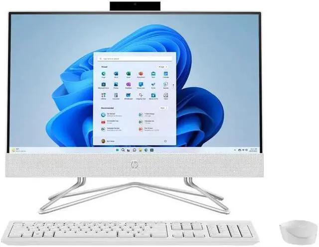 Main image of HP 21.5" All-in-One PC, Intel Pentium Silver J5040, 8GB SDRAM, 128GB SSD, Snow White, Windows 11 Home in S mode, 22-dd0143w Desktop Computer