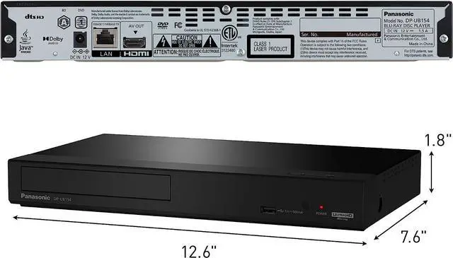Alt view image 2 of 3 - Panasonic 4K Blu Ray Player, Ultra HD Premium Video Playback and Hi-Res Audio - DP-UB154P-K (Black)