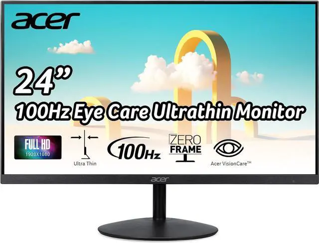 Main image of acer SB242Y Hbi 23.8" Full HD (1920 x 1080) Zero-Frame Gaming Office Monitor | AMD FreeSync Technology | Ultra-Thin Stylish Design | 100Hz | 1ms (VRB) | Low Blue Light | Tilt | HDMI & VGA Ports