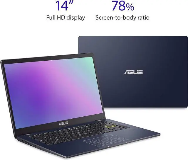 Alt view image 2 of 6 - ASUS0 Vivobook Go 14 L410 Ultra Thin Laptop, 14 FHD Display, Intel Celeron N4020 Processor, 4GB RAM, 64GB eMMC, NumberPad, Windows 11 Home in S Mode, 1 Year Microsoft 365, Star Black, L410MA-AH02