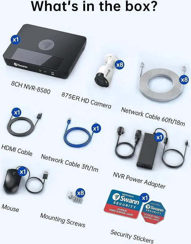 Alt view image 5 of 6 - SWANN Master 4K 8 Channel Home Security Camera System, 2TB NVR, 8 PoE IP Cameras Outdoor, 8MP Wired Surveillance CCTV, Heat Motion Vehicle Detection, LED Light, 24/7 Recording Security Camera, 879808