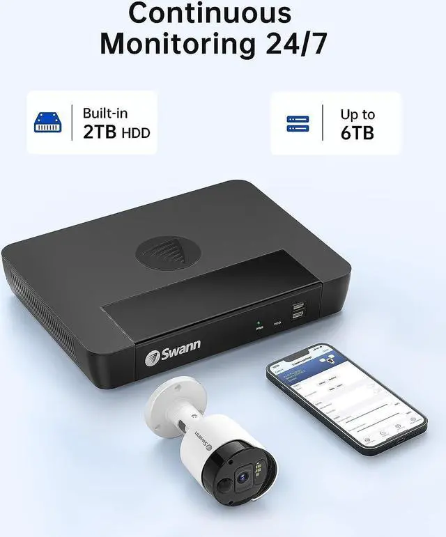 Alt view image 6 of 6 - SWANN Master 4K 8 Channel Home Security Camera System, 2TB NVR, 8 PoE IP Cameras Outdoor, 8MP Wired Surveillance CCTV, Heat Motion Vehicle Detection, LED Light, 24/7 Recording Security Camera, 879808